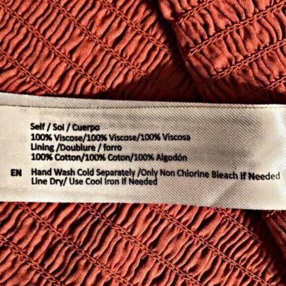 Band of Gypsies ✦ Coral Ivory Striped Crop Top ✦ Square Neck Smocked Back L EUC - Picture 6 of 9